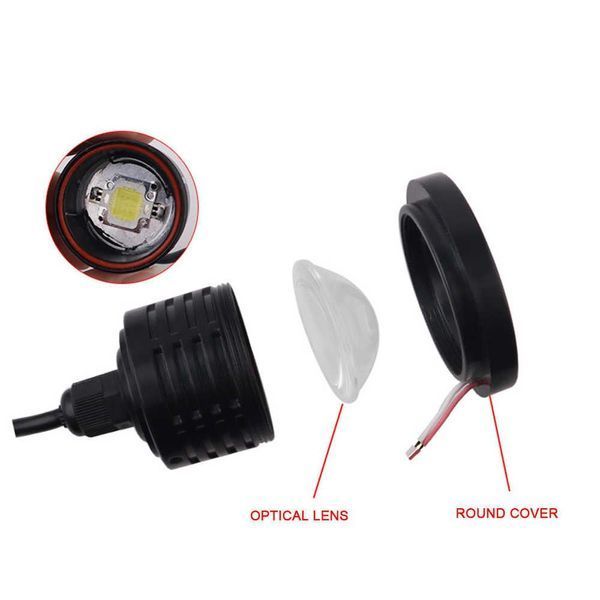 Противотуманные LED Фары круглые Линза с ДХО D89 мм 12V 15W 5000K-COB Белый Свет 2 шт (AG-2509 W) 54953 фото