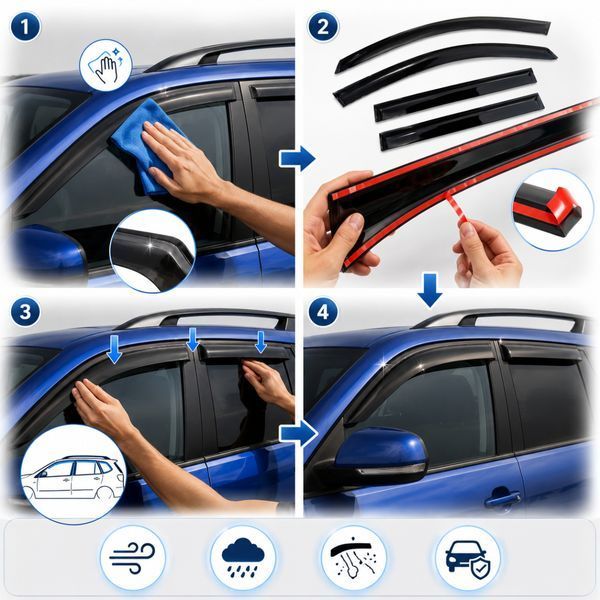 Дефлекторы окон ветровики Volkswagen Touareg I 2002-2010 Скотч 3M Voron Glass 86804 фото