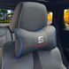 Подушка на підголівник з логотипом Seat Екошкіра 3D Кольоровий лого Чорна-Синій кант 1 шт 91630 фото