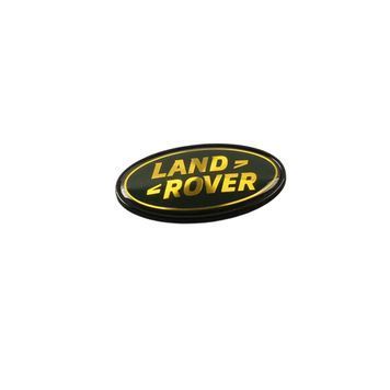 Емблема задня LAND ROVER хакі+золотий напис з чорним ободом 91х50 мм метал (на скотчі) DAH100680 96052 фото