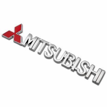 Емблема напис MITSUBISHI хром+червоний 150х28 мм пластик (на скотчі) 95608 фото