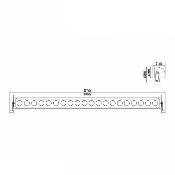 Фара-LED Балка 760*91*62mm 180W (10W*18) 10-30V Ближний/Flood BELAUTO (BOL1810LF) (1шт) IP69 56320 фото