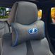 Подушка на підголівник з логотипом Lada Екошкіра 3D Кольоровий лого Чорна-Синій кант 1 шт 91686 фото