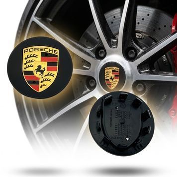 Ковпак колеса Porsche чорний+золотий логотип 76мм 1шт пластик (на клямках) OEM 7L5601149 96223 фото