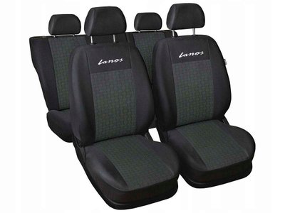 Чохли для сидінь модельні на Daewoo Lanos / Sens комплект Чорно-Чорні 63278 фото