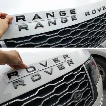 Эмблема надпись RANGE ROVER черная глянцевая 720х31 мм пластик (на скотче) 95375 фото