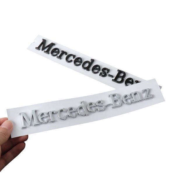 Эмблема надпись Mercedes-Benzчерная глянцевая 250х40 мм пластик (на скотче) 95722 фото