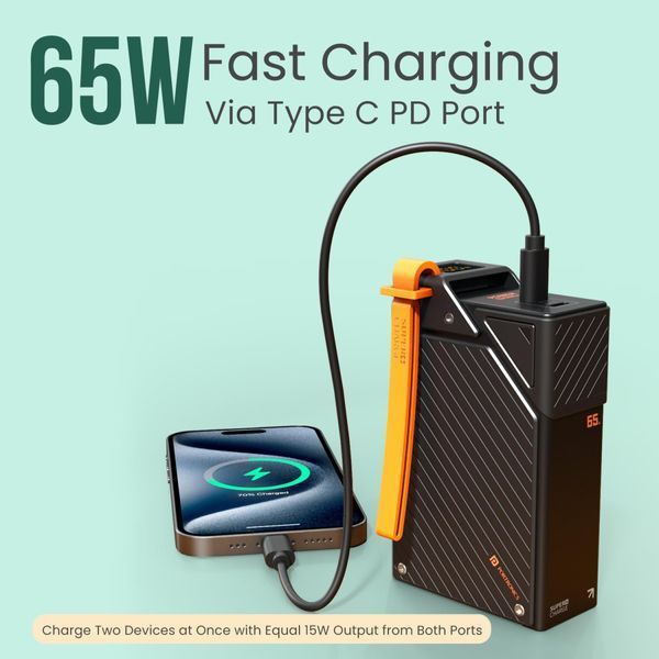 Power Bank Портативний Акумулятор FULLTECH 20000 mAh SFC65W Для Ноутбука Чорний (FP-43) 100433 фото