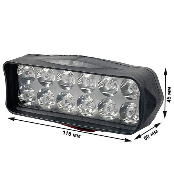 Додаткова LED фара 18W (1,5W*12) 10-30V 115x50x45 мм Далека 1 шт 54405 фото