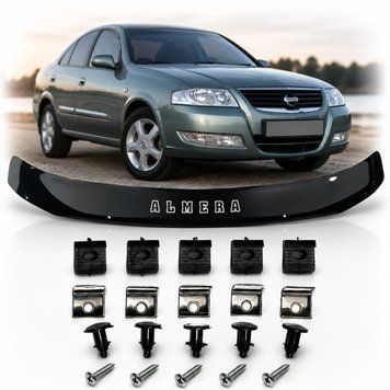 Дефлектор капота мухобойка Nissan Almera Classic (B10) 2006- Євро Кріплення Vip Tuning (NS01) 2036 фото