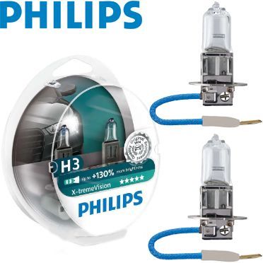 Автолампа галогенная Philips X-treme Vision +130% H3 12V 55W Pk22s 2 шт (12336XV+S2) 00000056592 фото