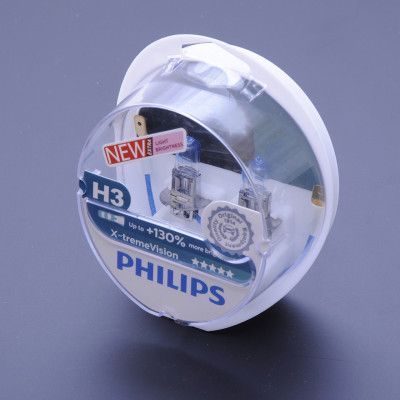 Автолампа галогенна Philips X-treme Vision +130% H3 12V 55W Pk22s 2 шт (12336XV+S2) 00000056592 фото