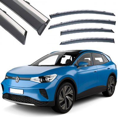 Дефлекторы окон ветровики Benke для Volkswagen ID.4 2020- Хром Молдинг Из Нержавеющей Стали 3D 62308 фото
