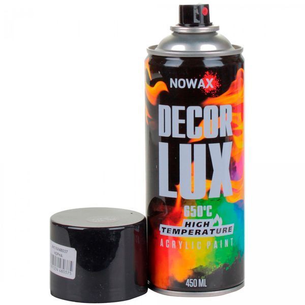 Акрилова високотемпературна фарба Nowax 650&deg; Спрей 450 мл Чорна (black/ral9005) 58835 фото