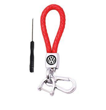 Брелок для ключів Volkswagen червоний, фурнітура ХРОМ ремінець+викрутка+карабін 96233 фото