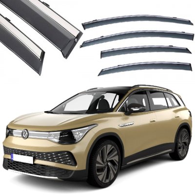 Дефлектори вікон вітровики Benke для Volkswagen ID 6 2021- Хром Молдинг З Нержавіючої Сталі 3D (BVWID62123-W/S) 62722 фото