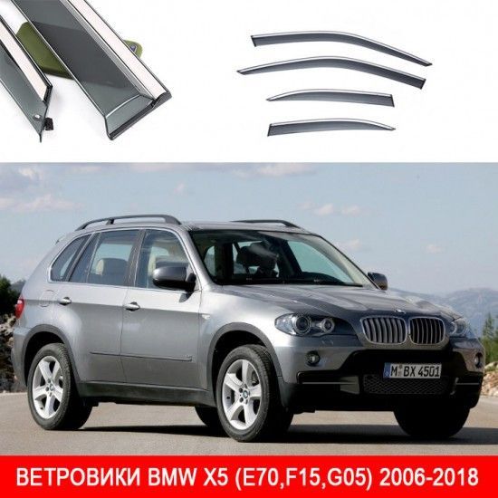 Дефлекторы окон ветровики Benke для BMW X5 (E70 F15 G05) 2006-2018 Хром Молдинг Из Нержавеющей Стали 3D 58117 фото