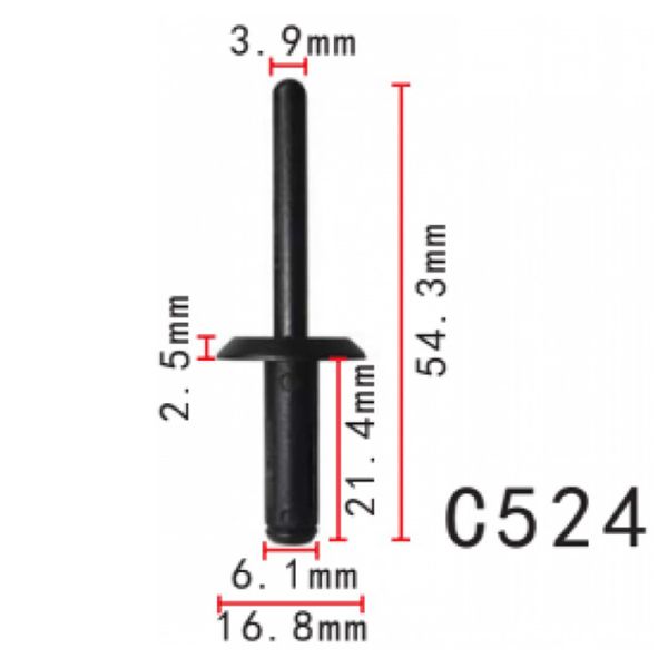 Заклепки пластикова Ford (N804759S, N804759-S, 25026) (C524) 67850 фото