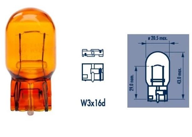 Автолампа Одноконтактна безцокольна Narva WY21W 12V 21W AMBER NR 1 шт (17629CP) 53408 фото