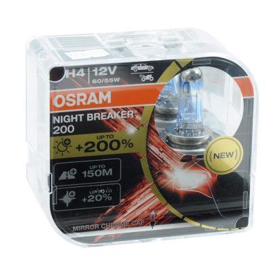 Автолампа галогенна Osram Night Breaker Laser +200% 12V H4 60/55W 2 шт Оригінал (64193 NВ200-ВОХ) 59627 фото