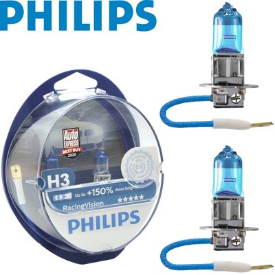 Автолампа галогенна Philips Racing Vision +150% H3 12V 55W Pk22s 2 шт (12336RVS2) 56274 фото