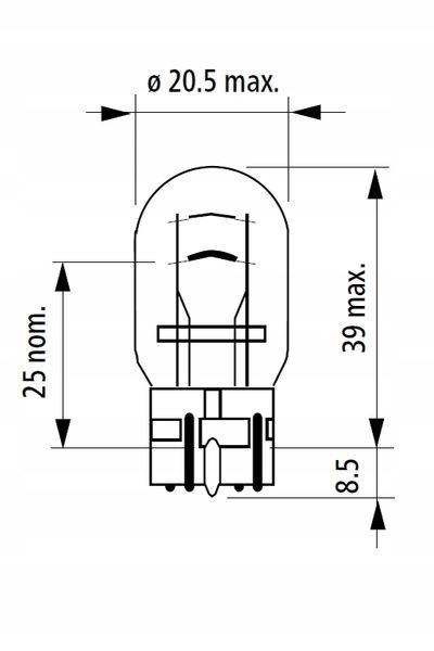 Автолампа Двоконтактна безцокольна Narva W21/5W 12V 1 шт (17919СЗP) 53409 фото