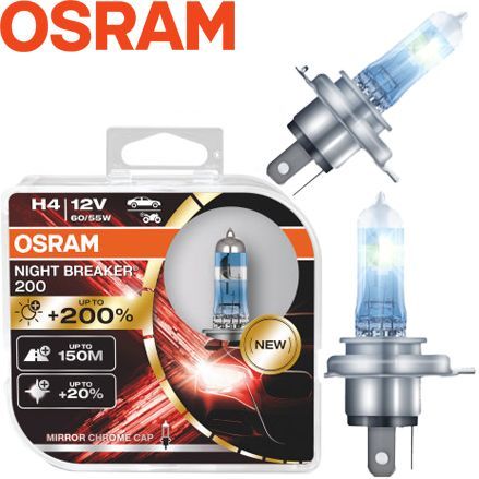 Автолампа галогенна Osram Night Breaker Laser +200% 12V H4 60/55W 2 шт Оригінал (64193 NВ200-ВОХ) 59627 фото