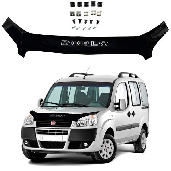 Дефлектор капота мухобійка Fiat Doblo 2005-2010 (Євро Кріплення) Voron Glass MF20105 фото